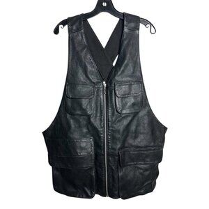 Vintage TKO Leather Vest  Mens Size XL Pockets Full Zip
